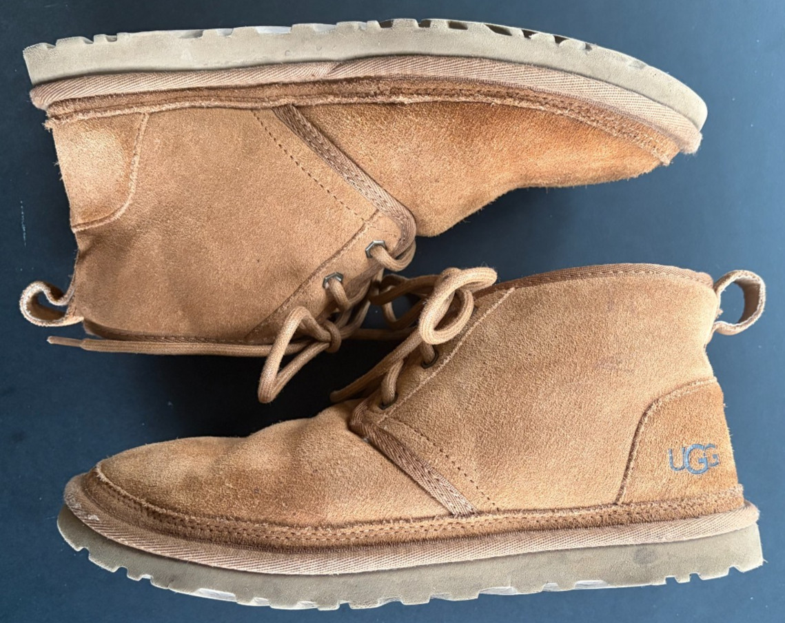UGG Neumel Chestnut Suede Boots Men’s Size 9 Sheepskin Lined Chukka