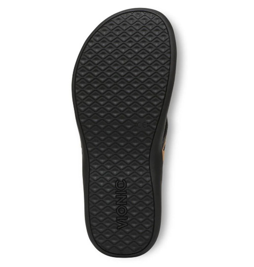 Vionic Women’s Tide 2.0 Toe Post Sandal, Black Leopard Print Suede