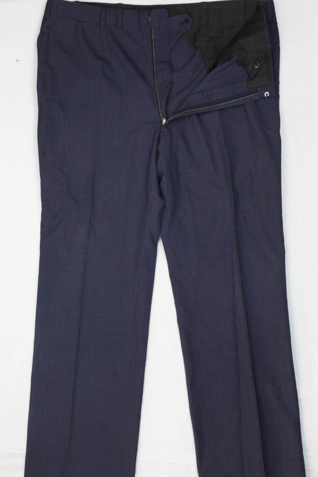 Vintage Oxxford Clothes Suit 44 38×33 Blue Striped Super Worsted Wool 1980s