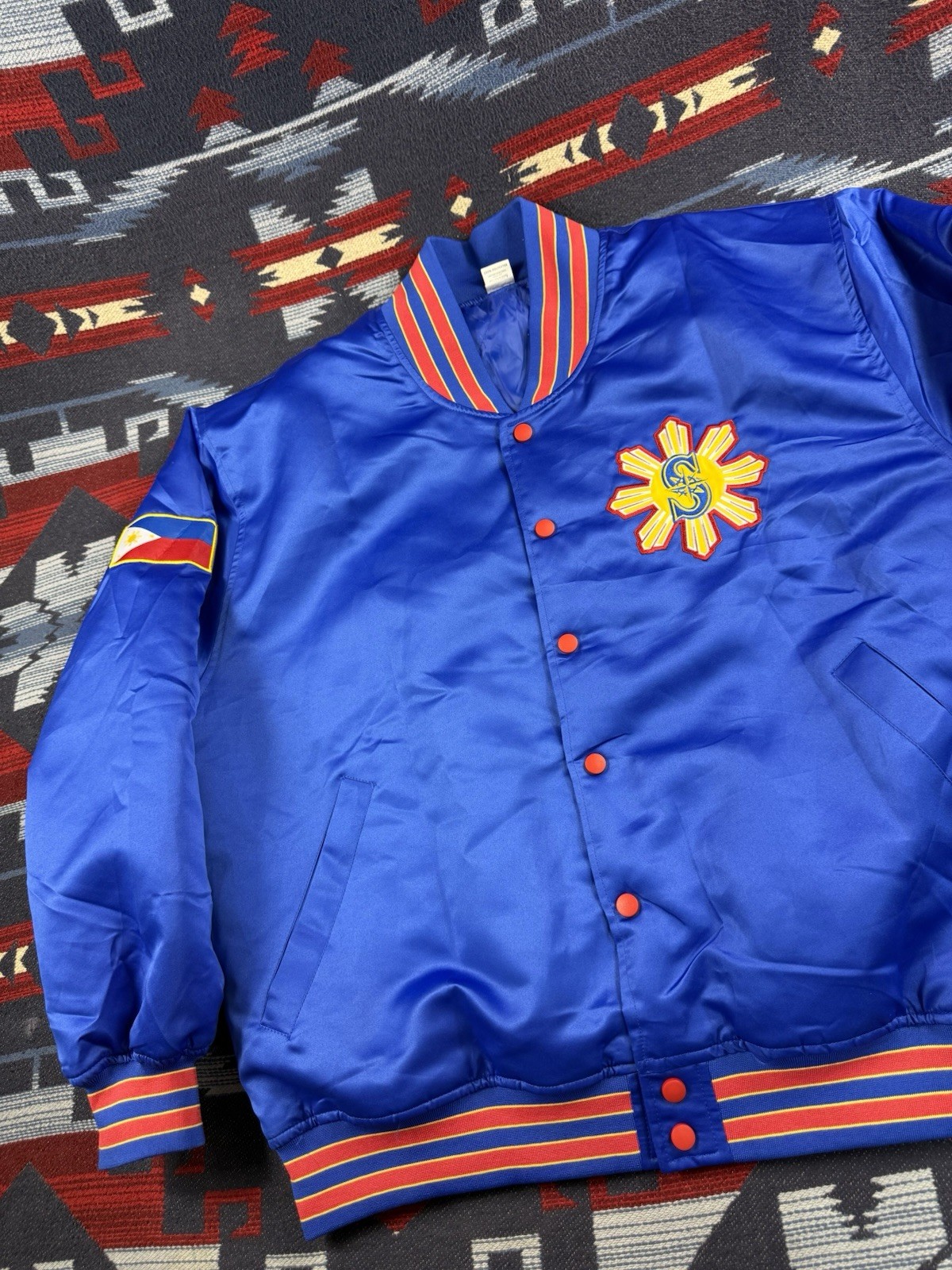 Seattle Mariners Filipino heritage night Satin bomber jacket Coat Philippines L