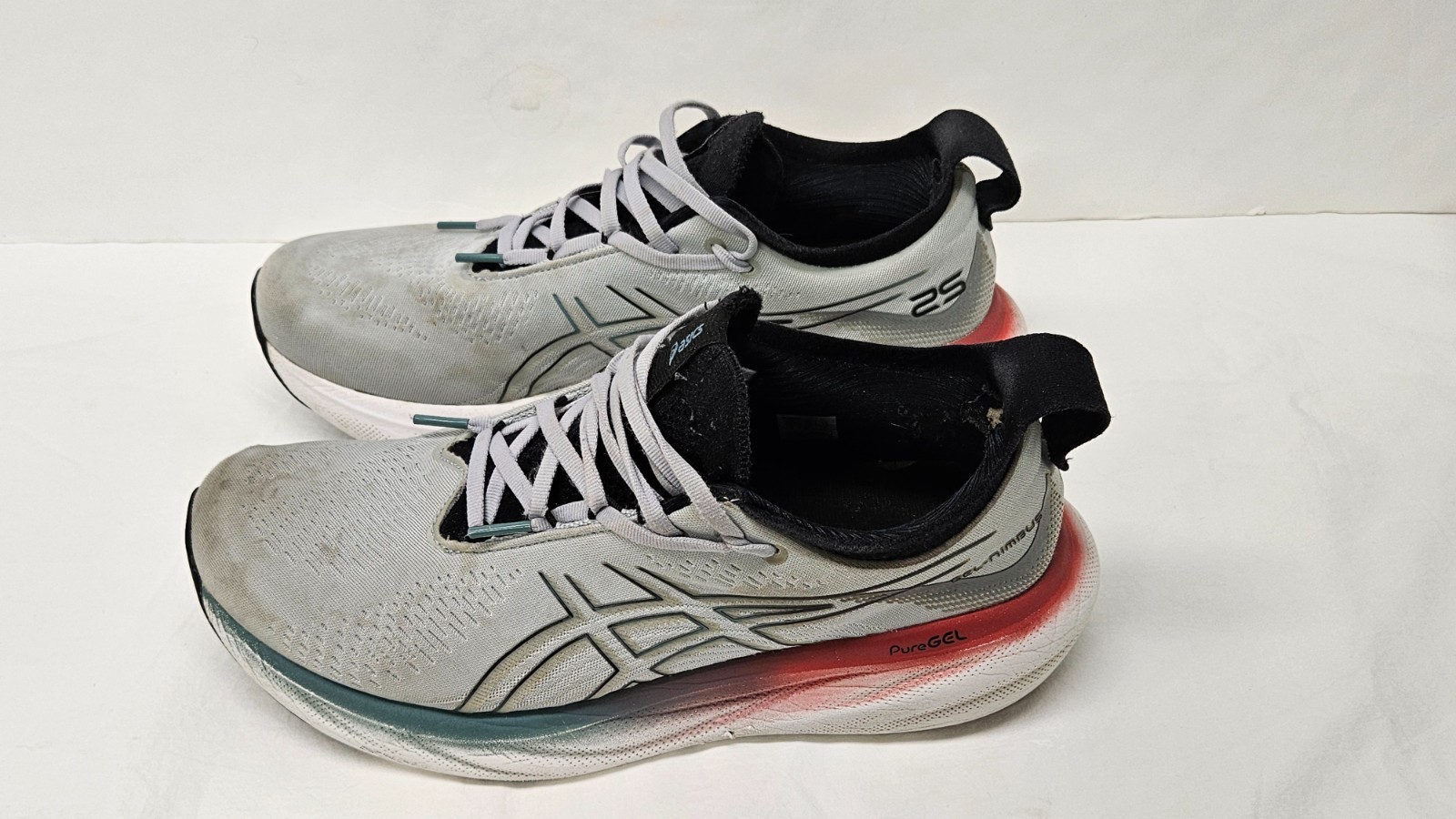 ASICS Gel-Nimbus 25 Shoes Men’s Size 10 Piedmont Grey/Foggy Teal Running Shoes