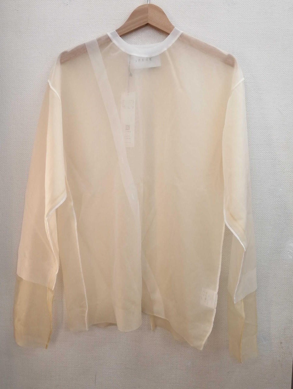 Irene WHT 24S81001 Transparent Knit Top, Size 36, Short Sleeve, Casual