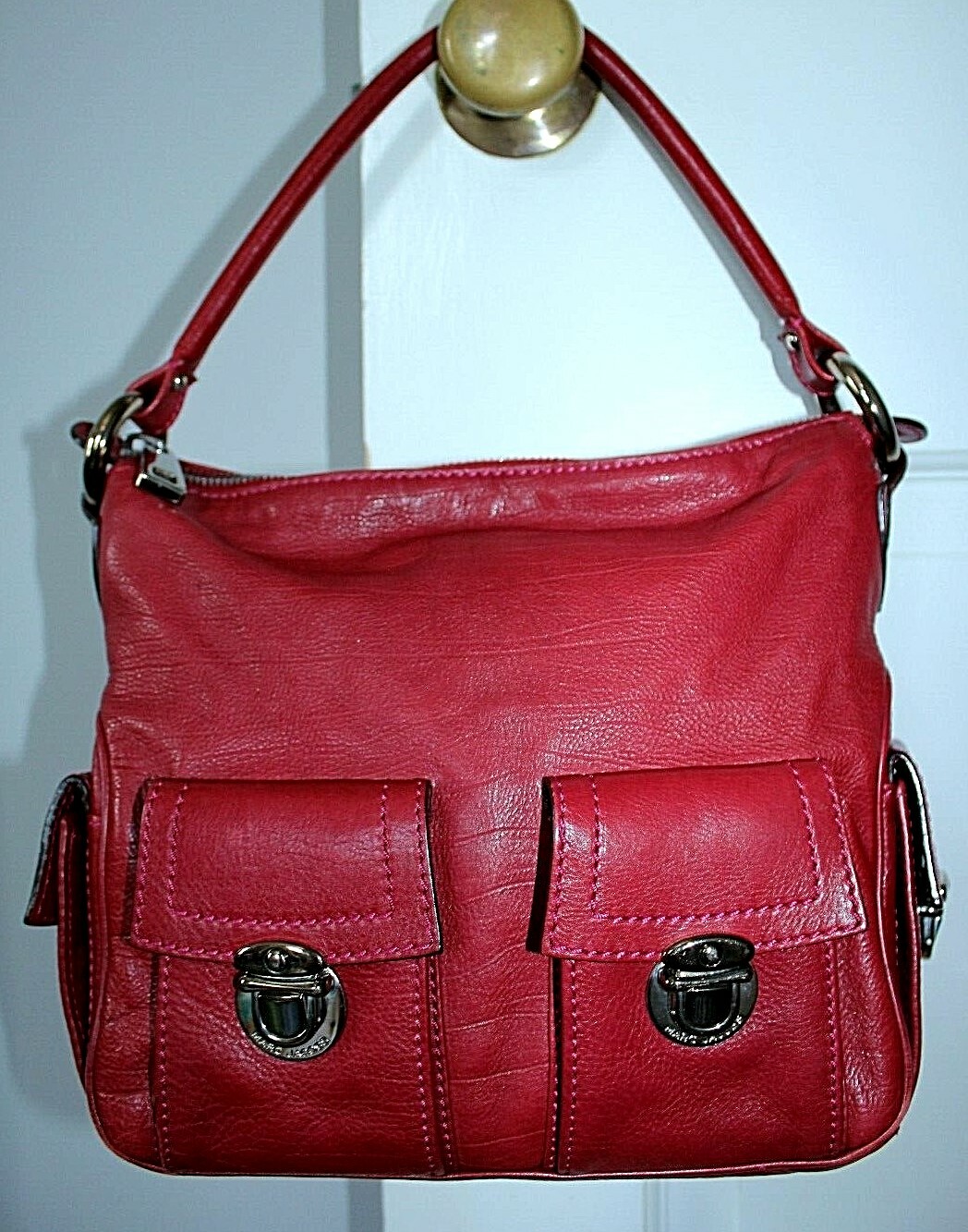 Vintage MARC JACOBS Multipocket Leather Hobo Bag in Red ~ MADE IN ITALY