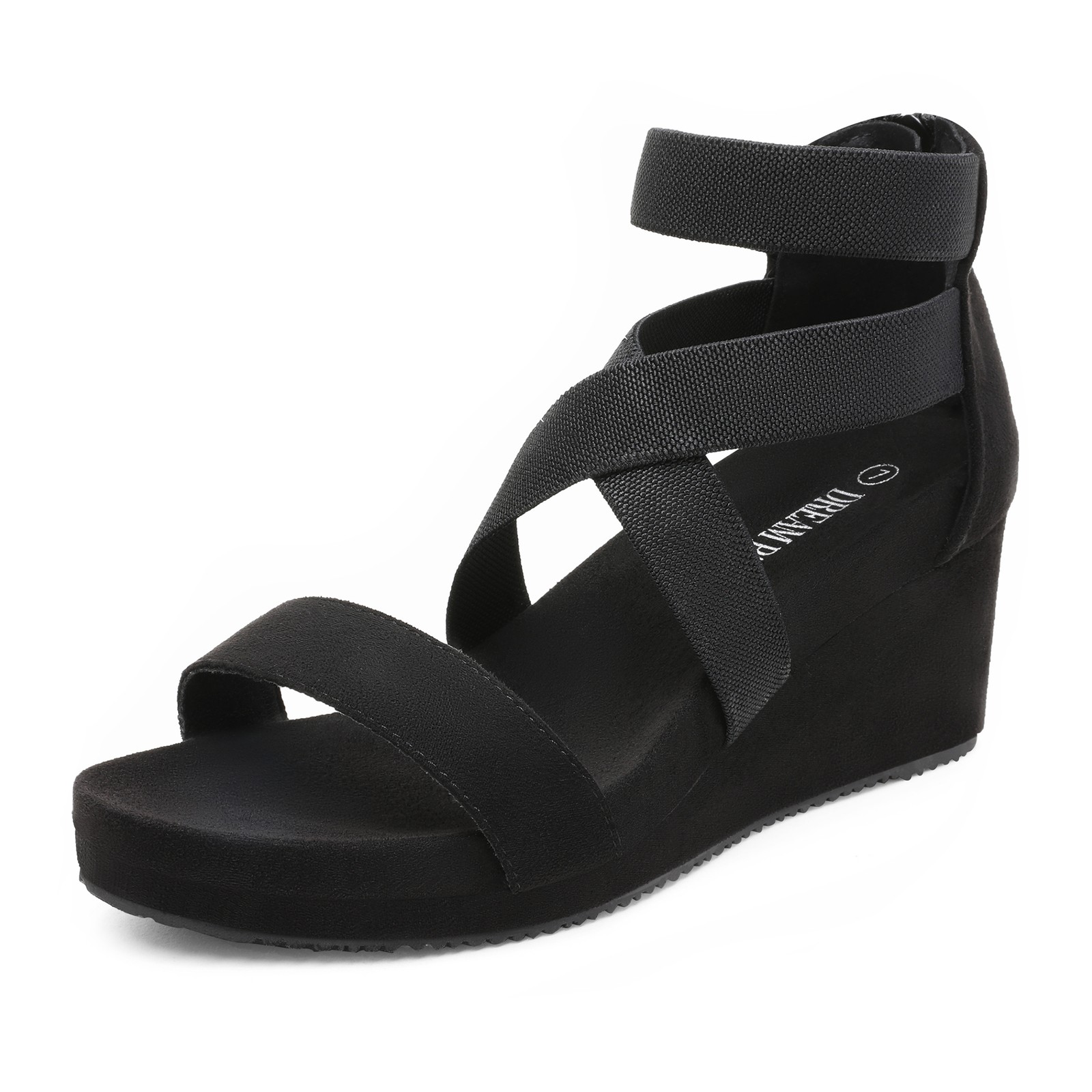 DREAM PAIRS Women’s Wedge Sandals Elastic Ankle Strap Open Toe Platform Shoes