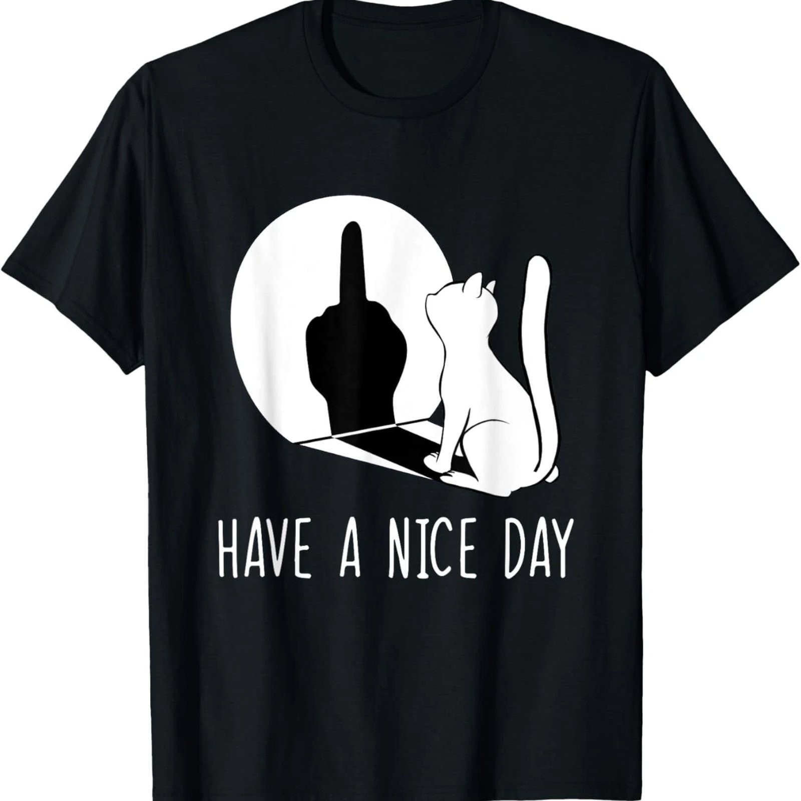 Funny Middle Finger Cat Sarcastic Have A Nice Day Graphic Tee