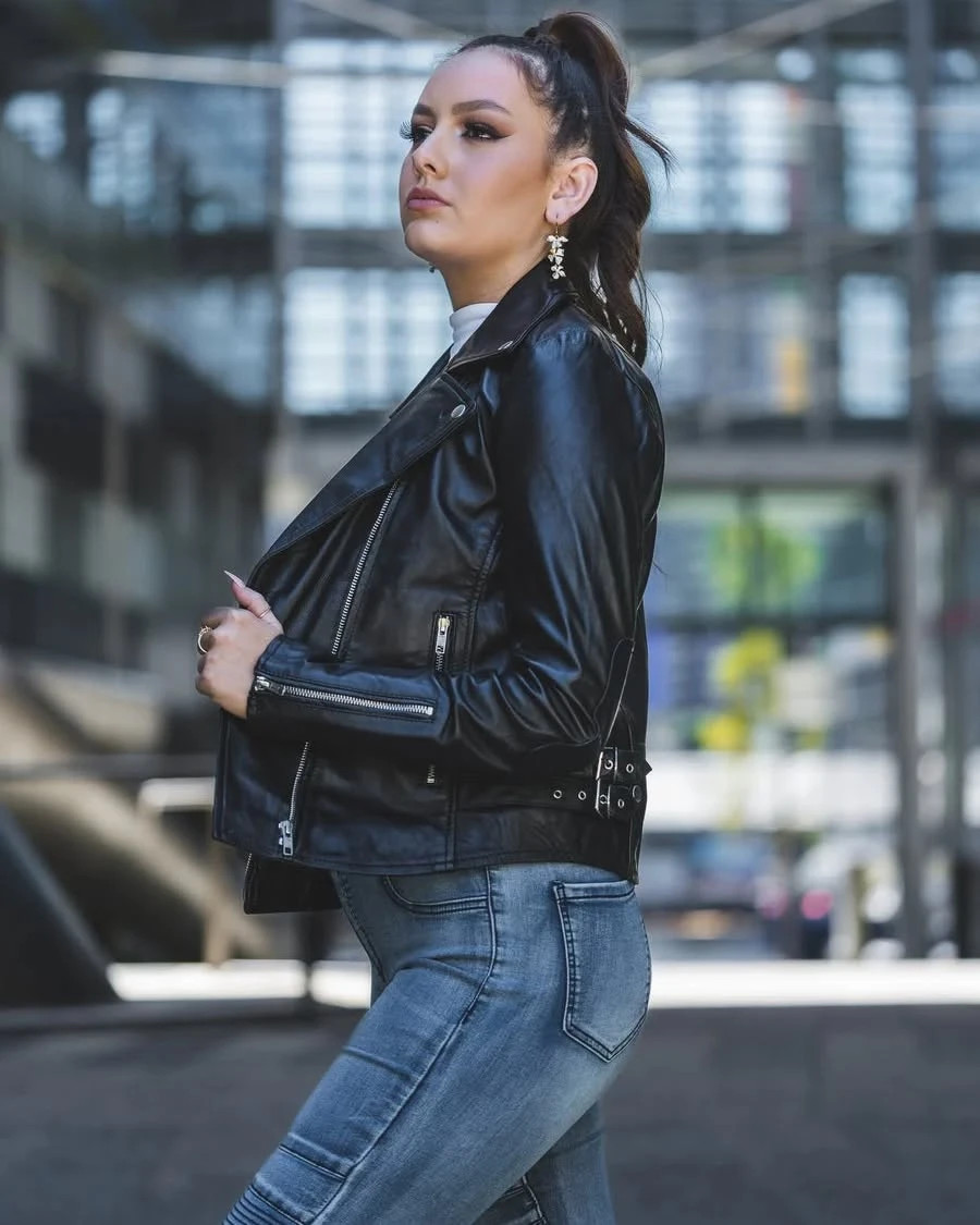 Premium Handmade Black Genuine Leather Jacket Women’s Apparel XS to 2XL