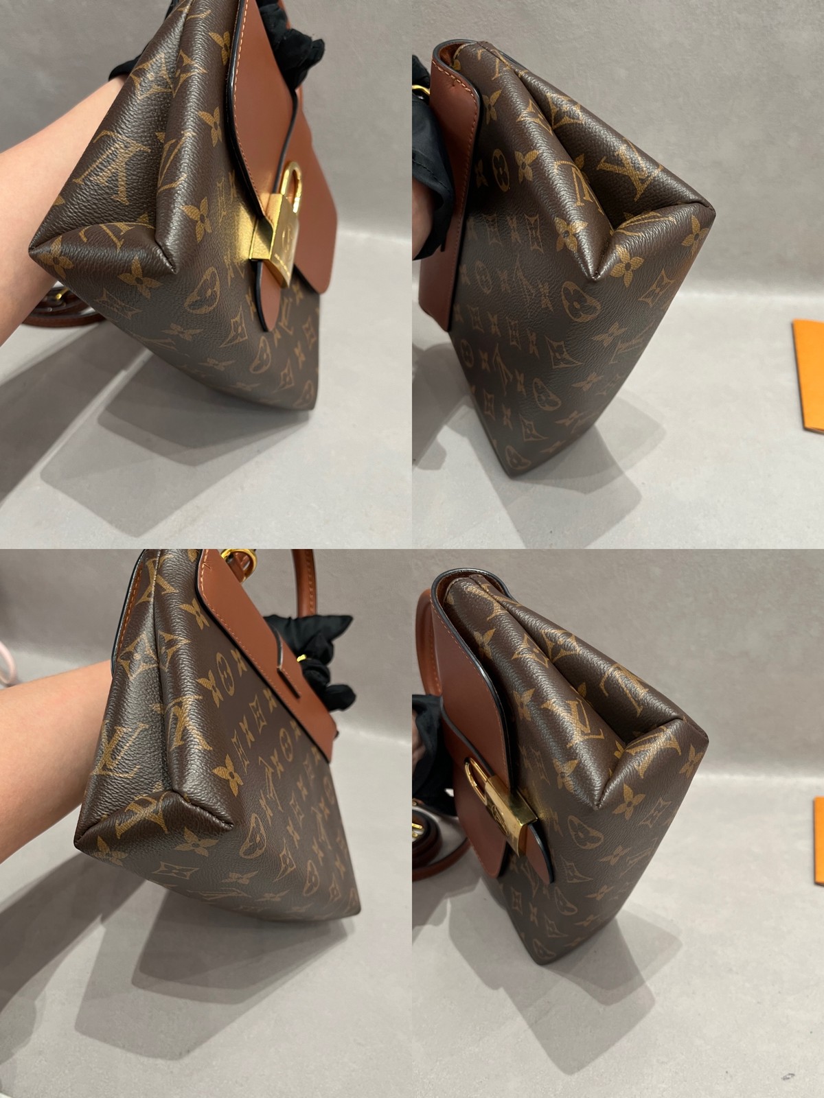 Louis Vuitton Locky BB Small Brown Monogram Caramel Top Handle Crossbody US Ship