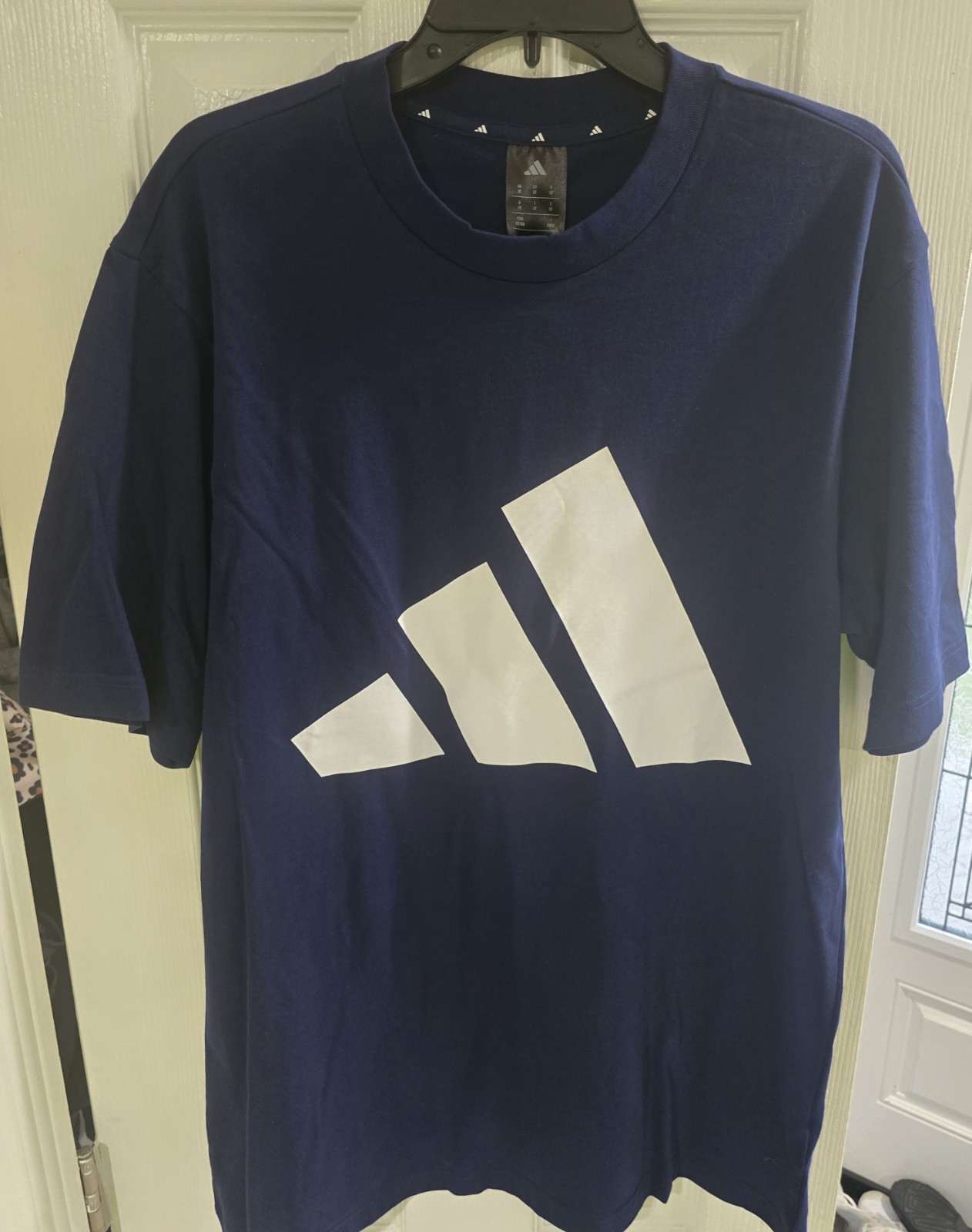 ADIDAS Mens Essential Big Logo Tee Dark Blue/White Size LT NEW LARGE TALL Tee