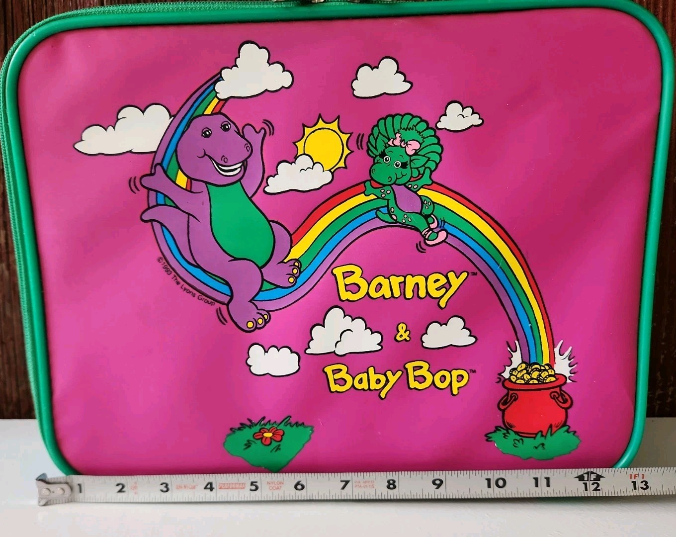 Vintage Barney & Baby Bob Kids Suitcase Multicolors 13×10.5 Inches