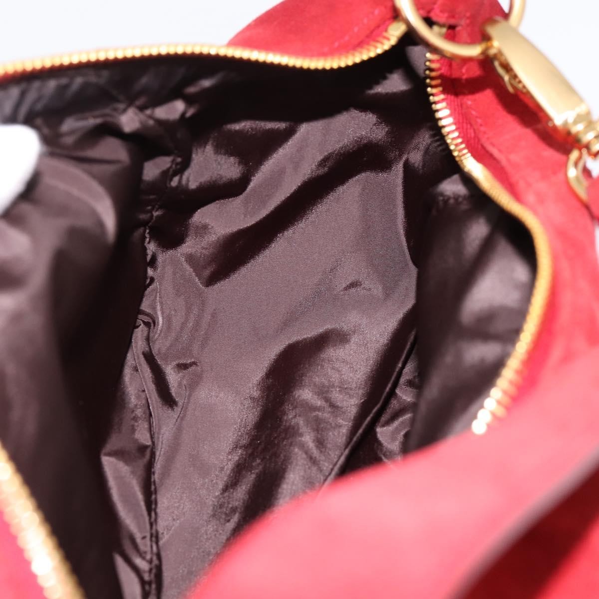 Miu Miu Shoulder Bag Suede Red Gold Auth 196448V