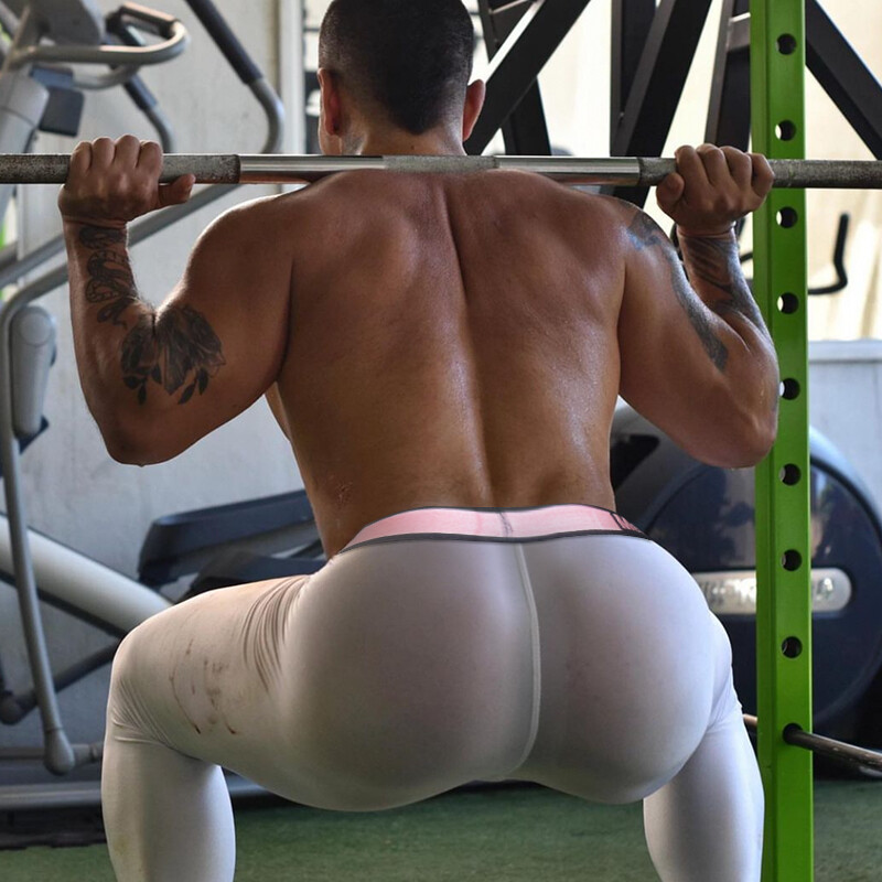 Men Sexy Ice Silk Leggings Sheer See-through Tight Long John Lingerie Panties US