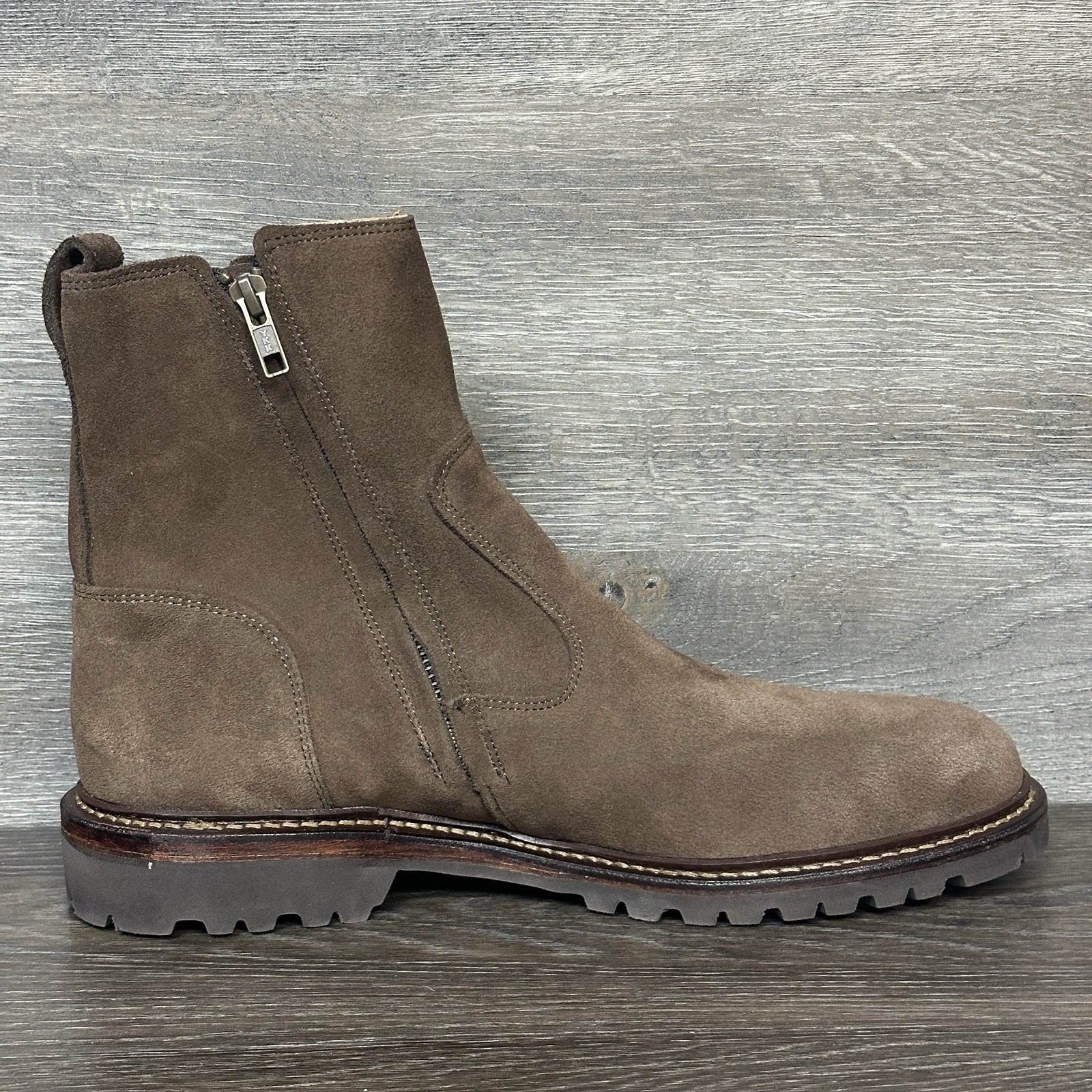 Allen Edmonds Men’s Discovery Moto Boots Sz 10 Suede Side Zip Brown 4929