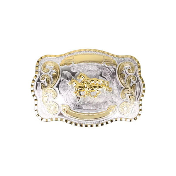 1 1/2″ Big Gold 3 Quarter Horse Western Belt Buckle – Style 3. 5 1/2″ x 3 7/8″.