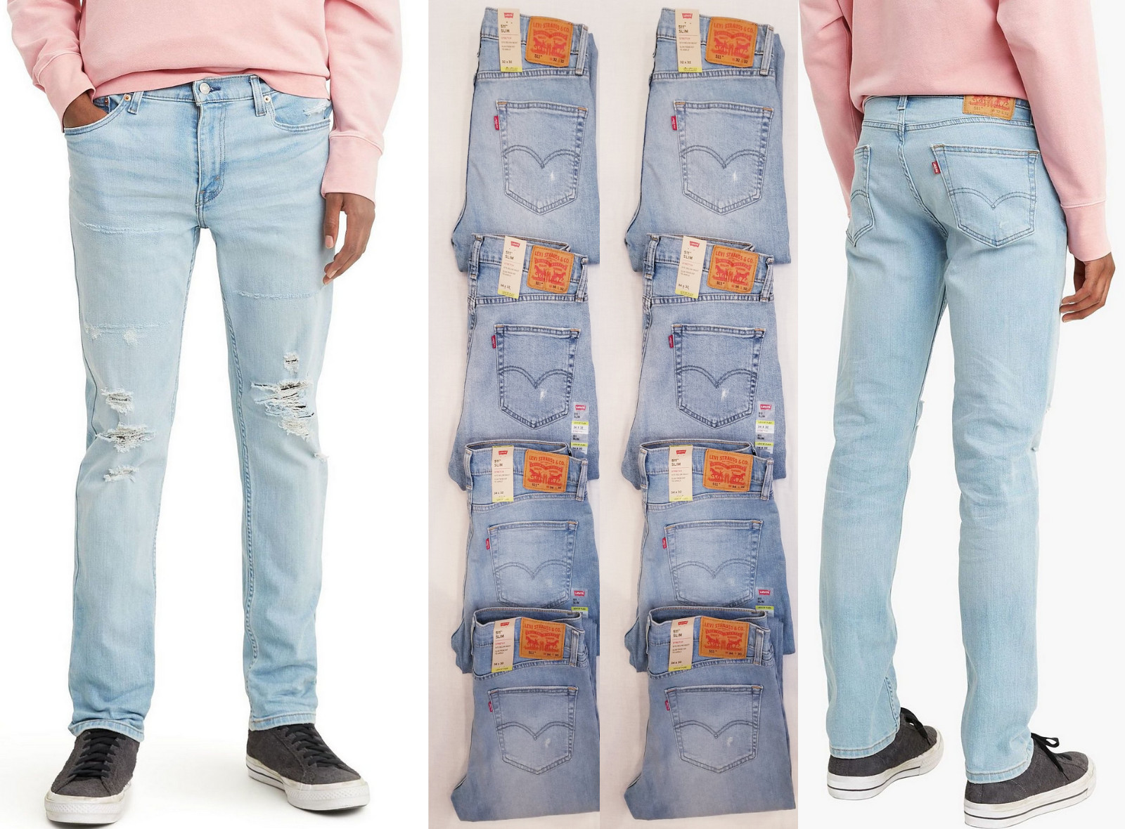Levis FLEX 511 Slim Fit Mens Stretch Jeans Distressed 30,32,33,34,36 #045114319