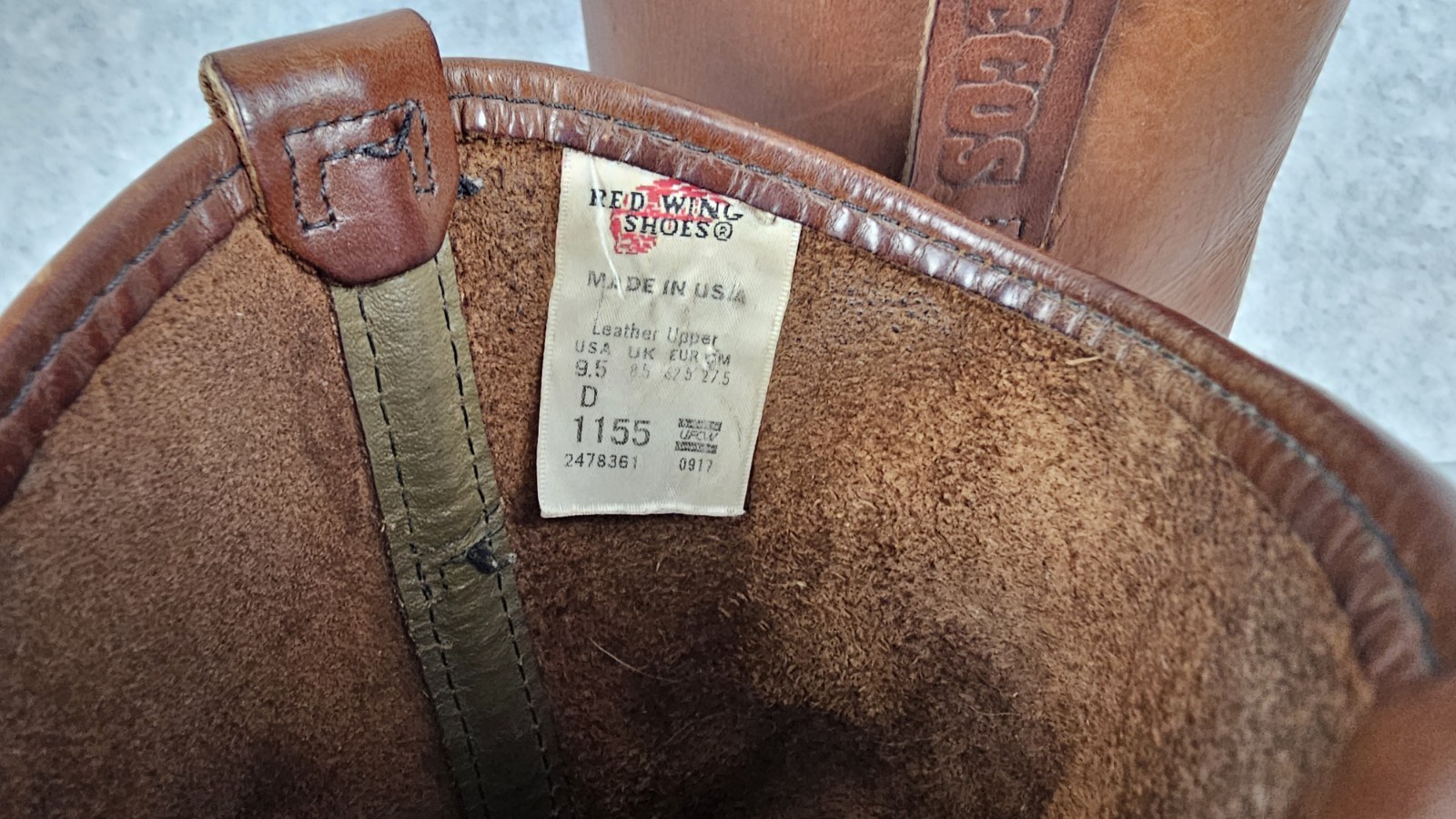 Red Wing 1155 Pecos Leather Work Boots Heritage Nailseat Soft Toe USA Size 9.5