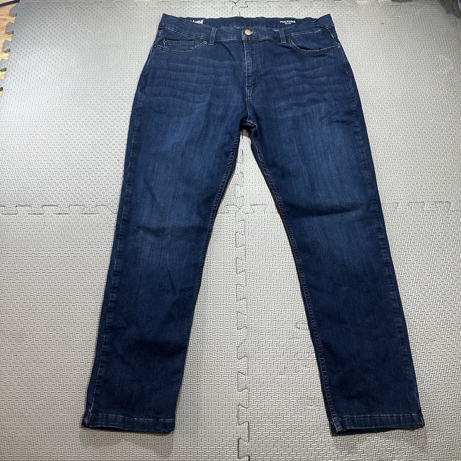 Mugsy Jeans Mens 36×28* Fultons Straight Stretch Denim Blue Preppy Casual City