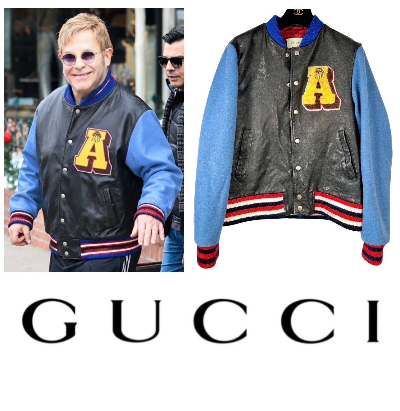 Gucci 2017 Leather UFO Blind Love Varsity Jacket 42 44 46 8 10 Coat Unisex S M L
