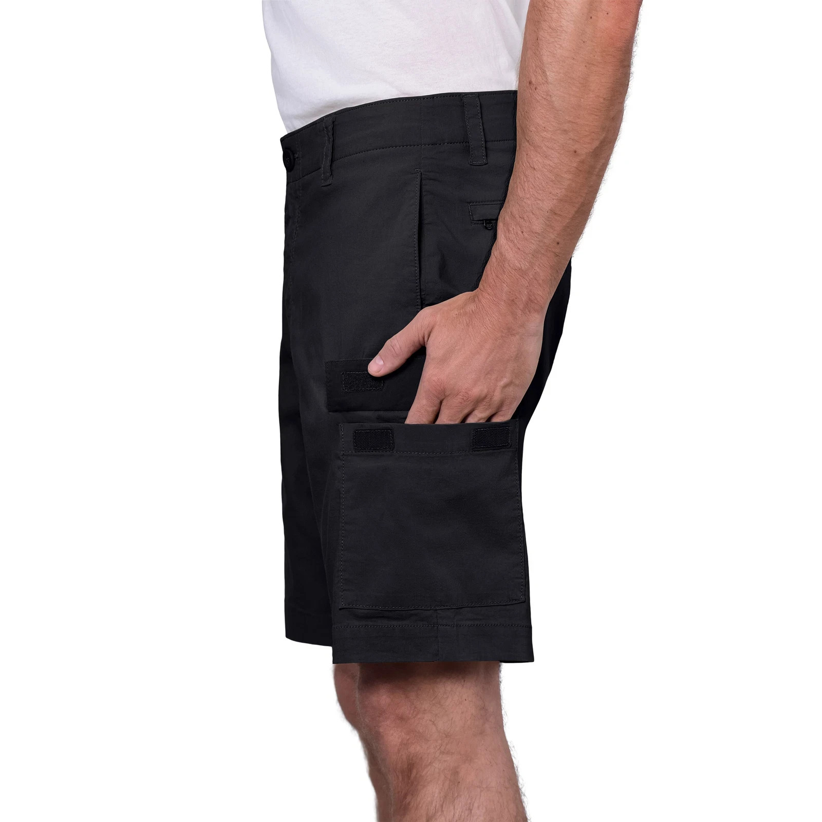 Wearfirst Men’s Classic Fit Stretch Fabric Cargo Shorts, Black, 30