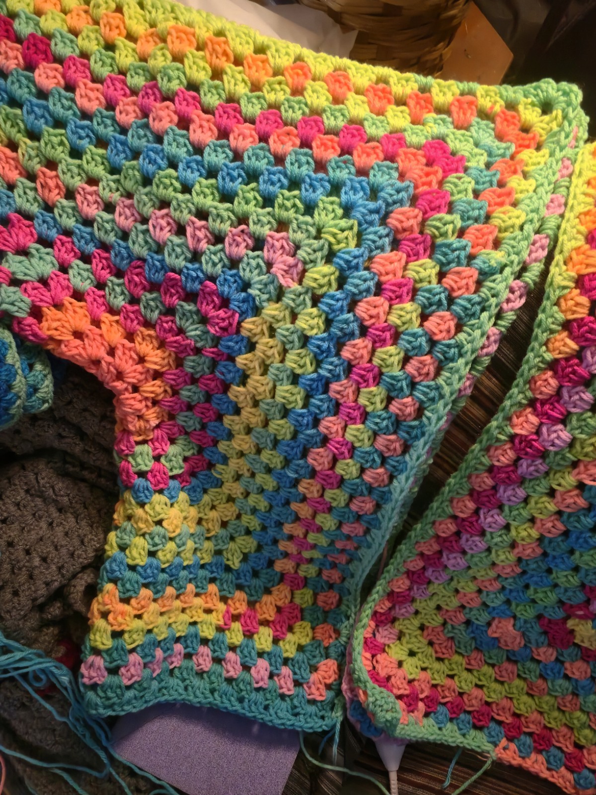 Handmade Women’s Multicolor Crochet Open Front Oversized Cardigan One Size