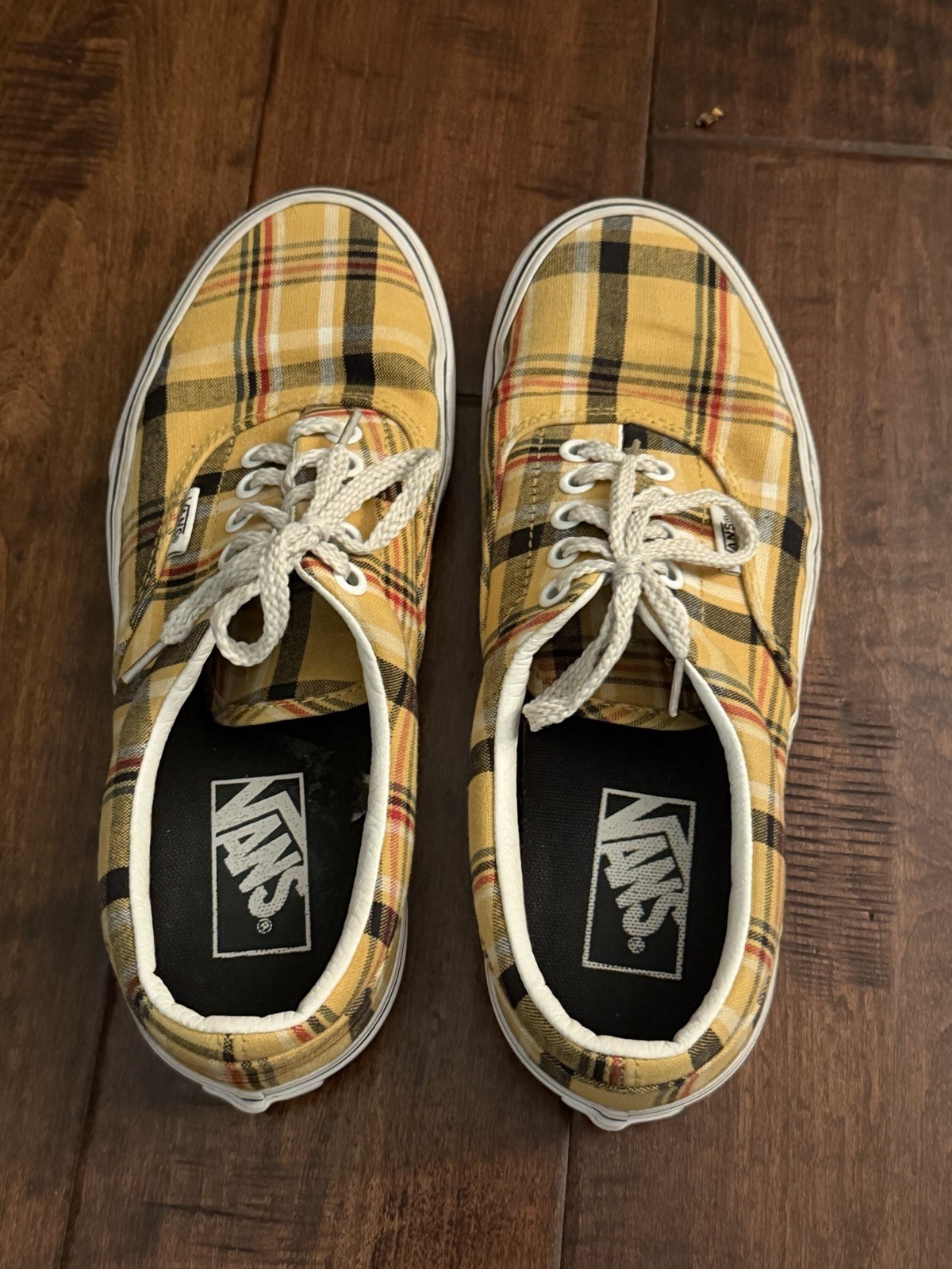 VANS Era Plaid Skate Shoes Yellow & White Men 6.5 Women 8 Sneakers Casual