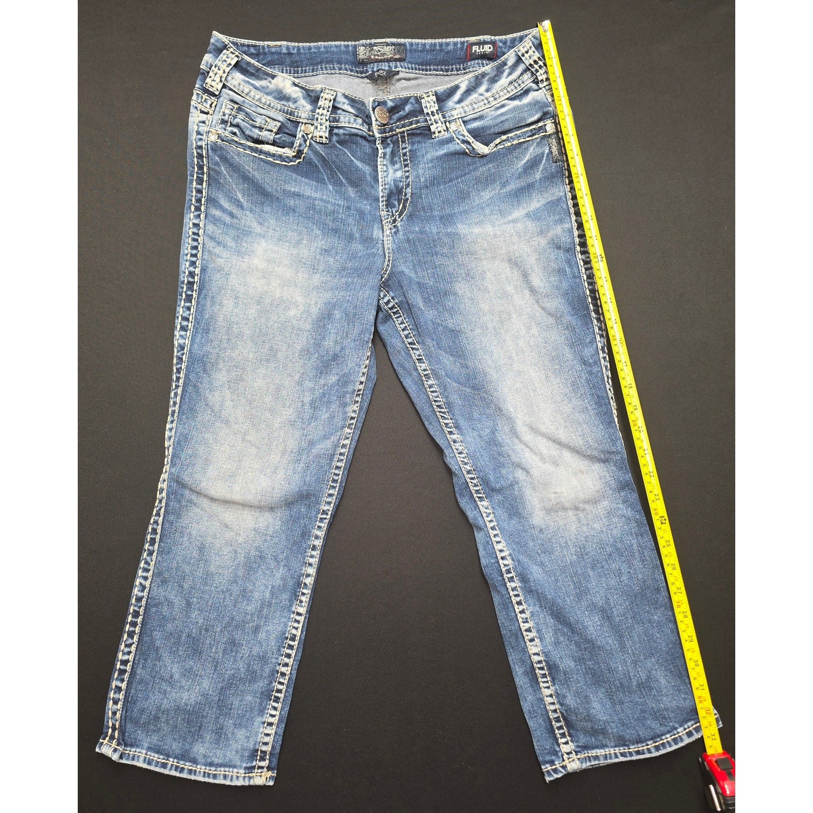 Silver Suki Capri Jeans Womens 30×21 Blue Bootcut Cropped Fluid Denim
