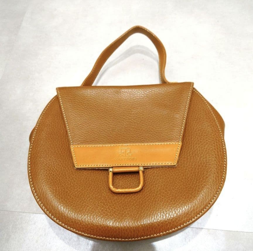 Courreges handbag brown flap 9.8 inches