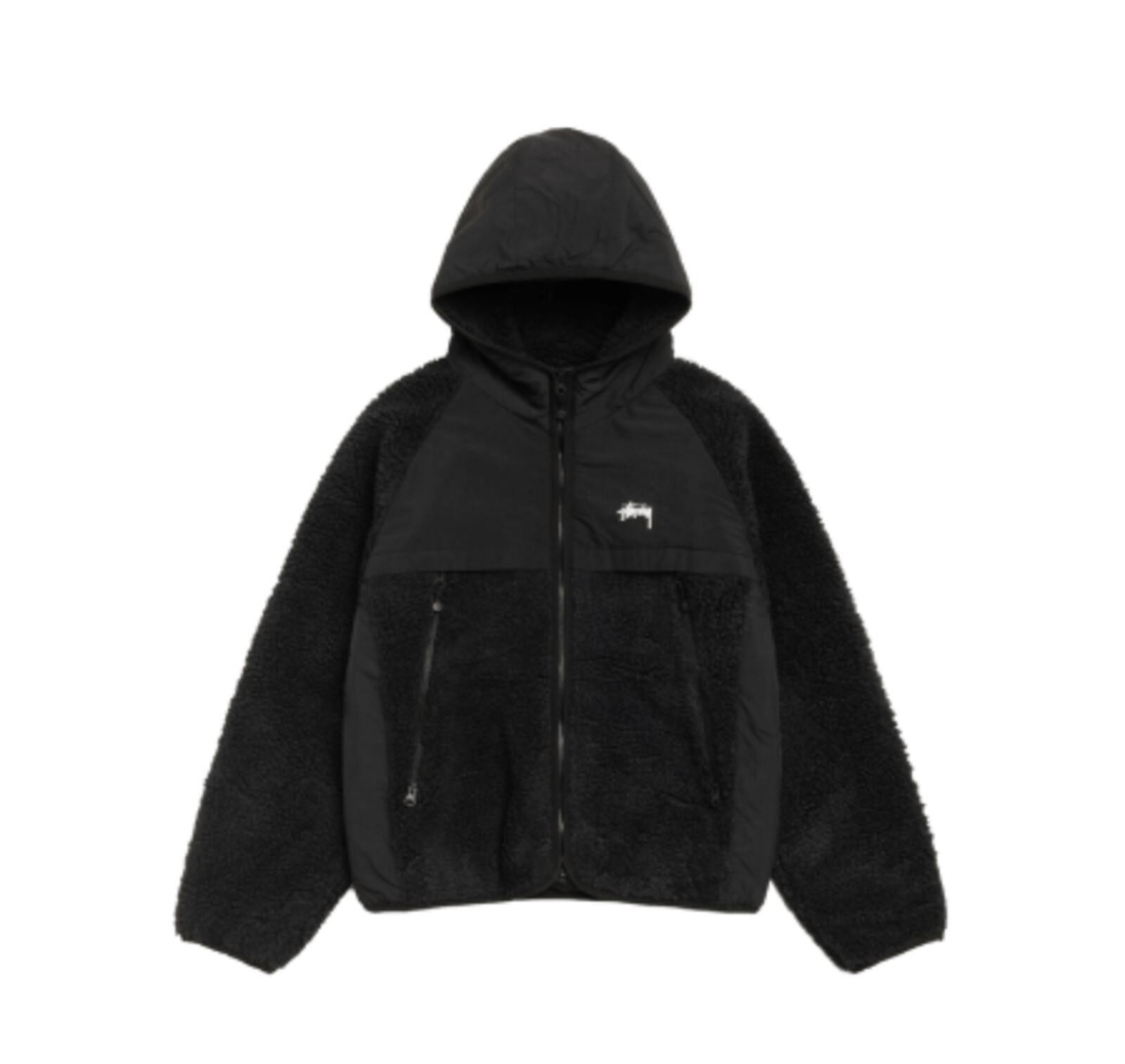 Stüssy Sherpa Paneled Hooded Jacket Black • M