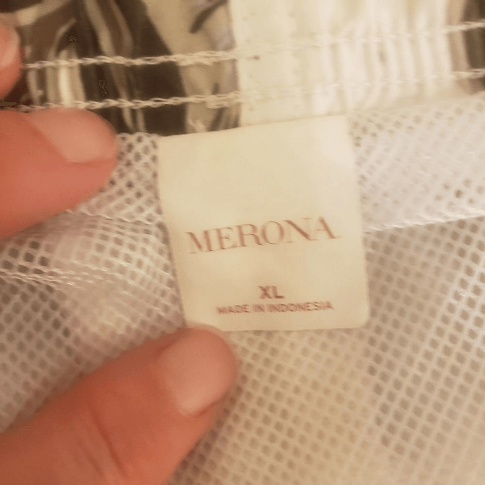 MERONA Men’s XL ( 38-42″) White/Moss Floral Brief Lined Trunks