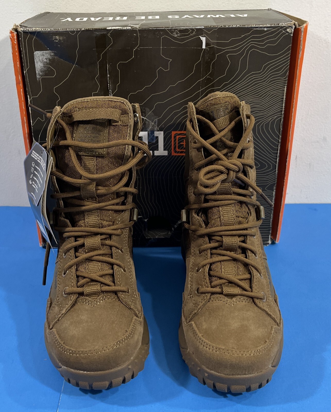 5 REG NIB MENS 5.11 TACTICAL A/T NON-ZIP ALL TERRAIN BOOTS 12422 DARK COYOTE
