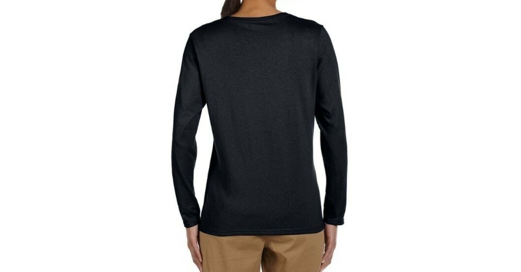 Gildan Womens Long Sleeve T-Shirt 100% Cotton Heavy 5.3 oz Missy Fit size M