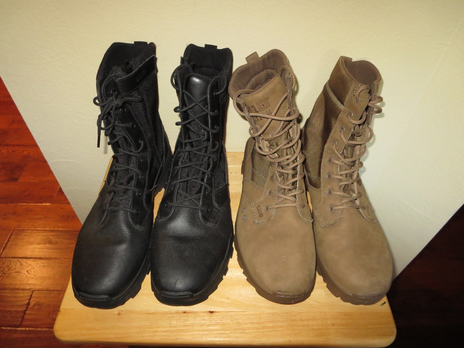 Lot of 2 Men’s 5.11 Tactical Boot Size 14 Black & Coyote Leather Side Zip Lace