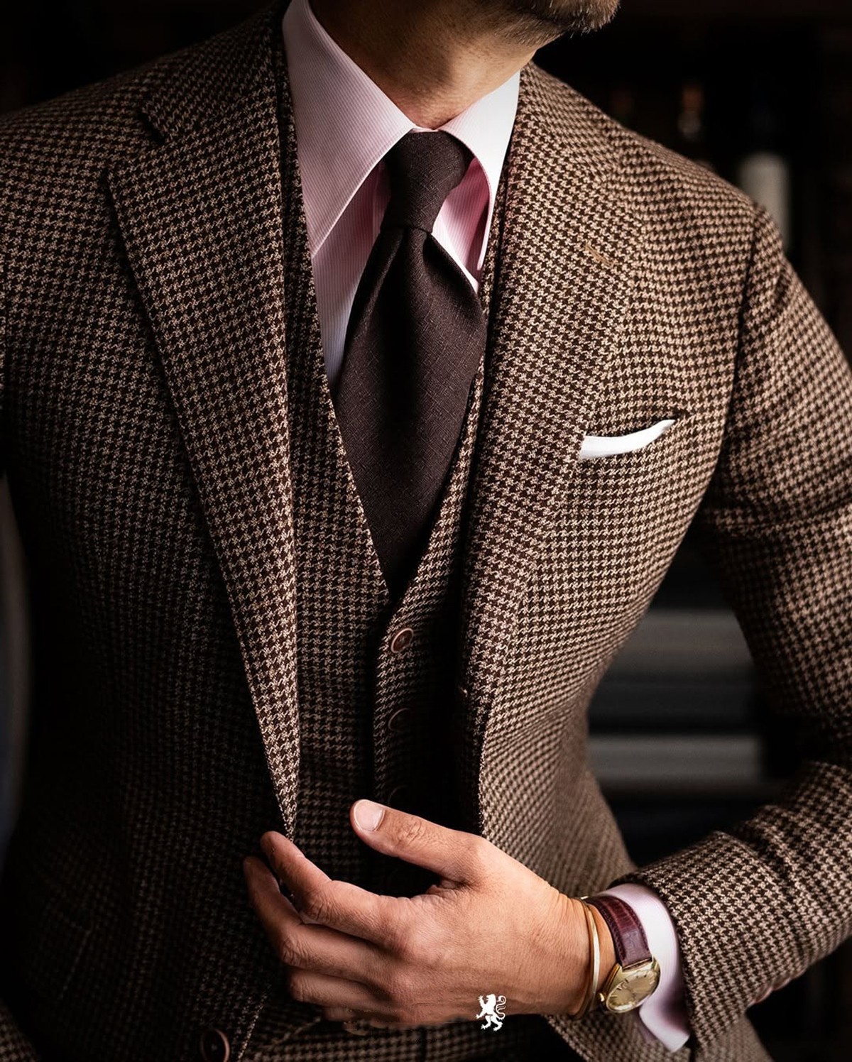 Men Suits Regular Fit Formal Notch Lapel Groom Prom Houndstooth Single Breasted