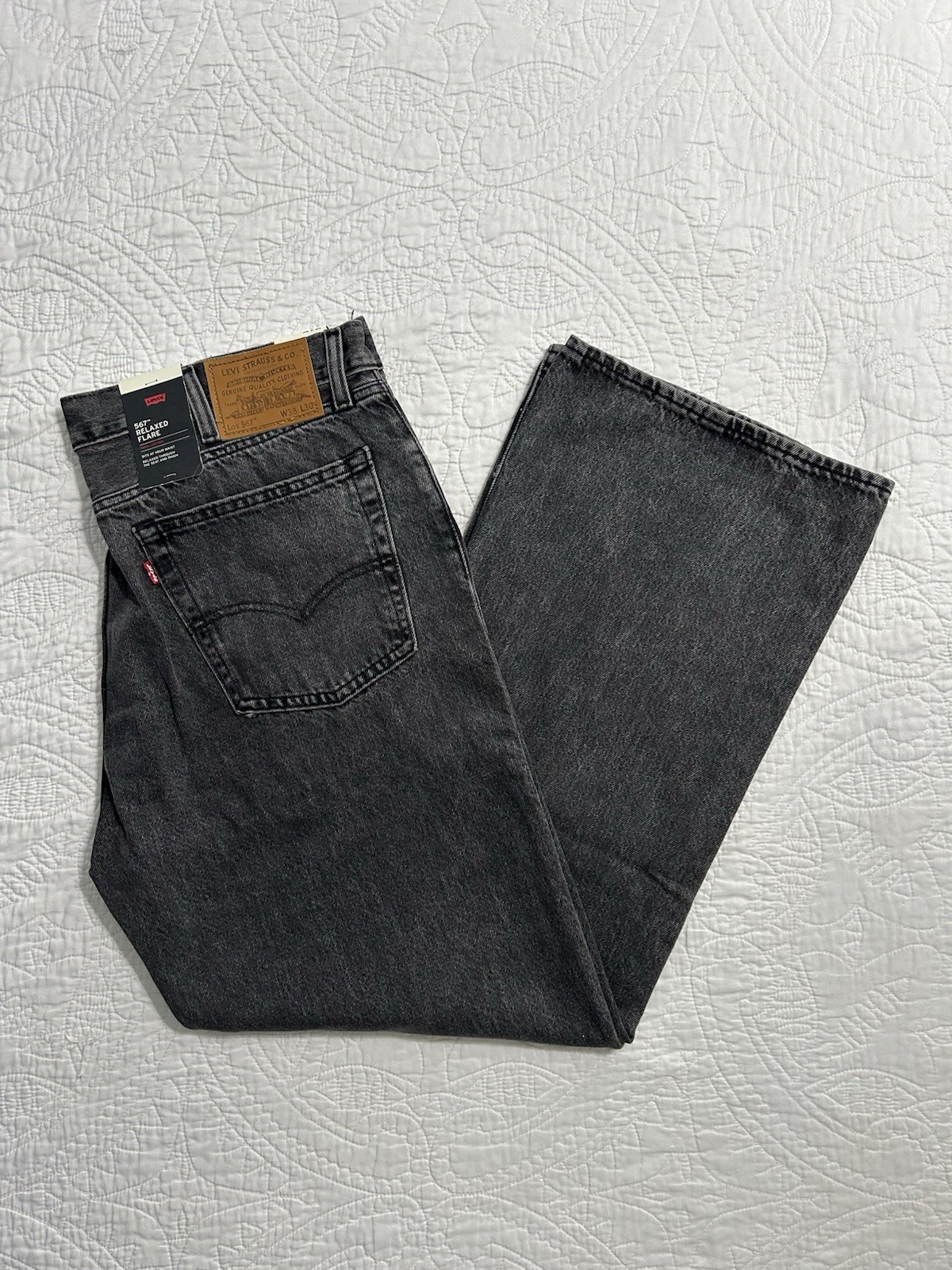 Levi’s Premium Mens 567 Relaxed Flare Jeans A8630-0007 BLACK Size 38×30 NWT