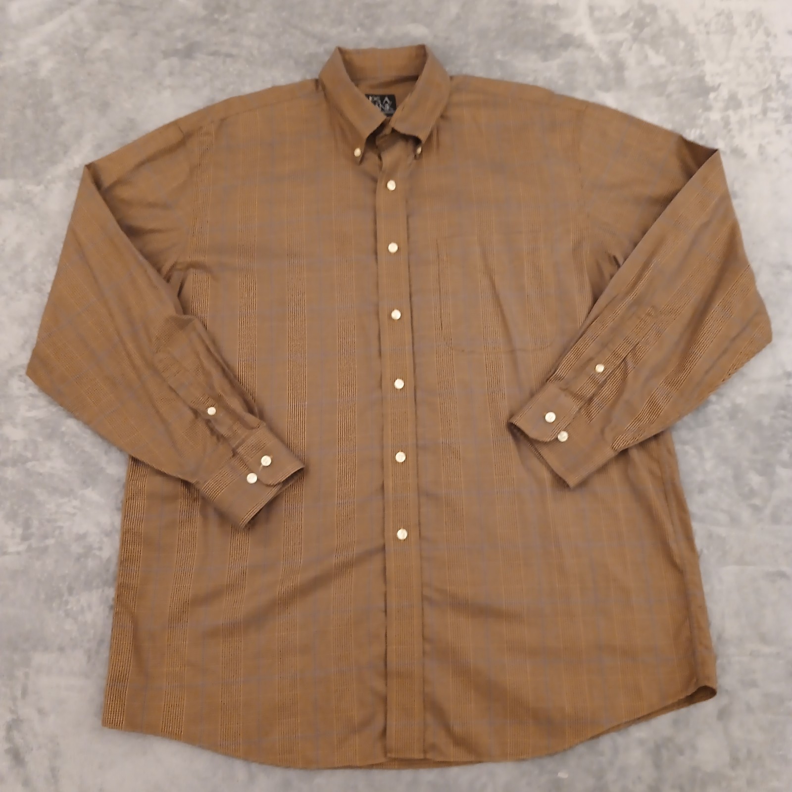 Jos A Bank Shirt Mens Large Orange Plaid Long Sleeve Button Down Cotton