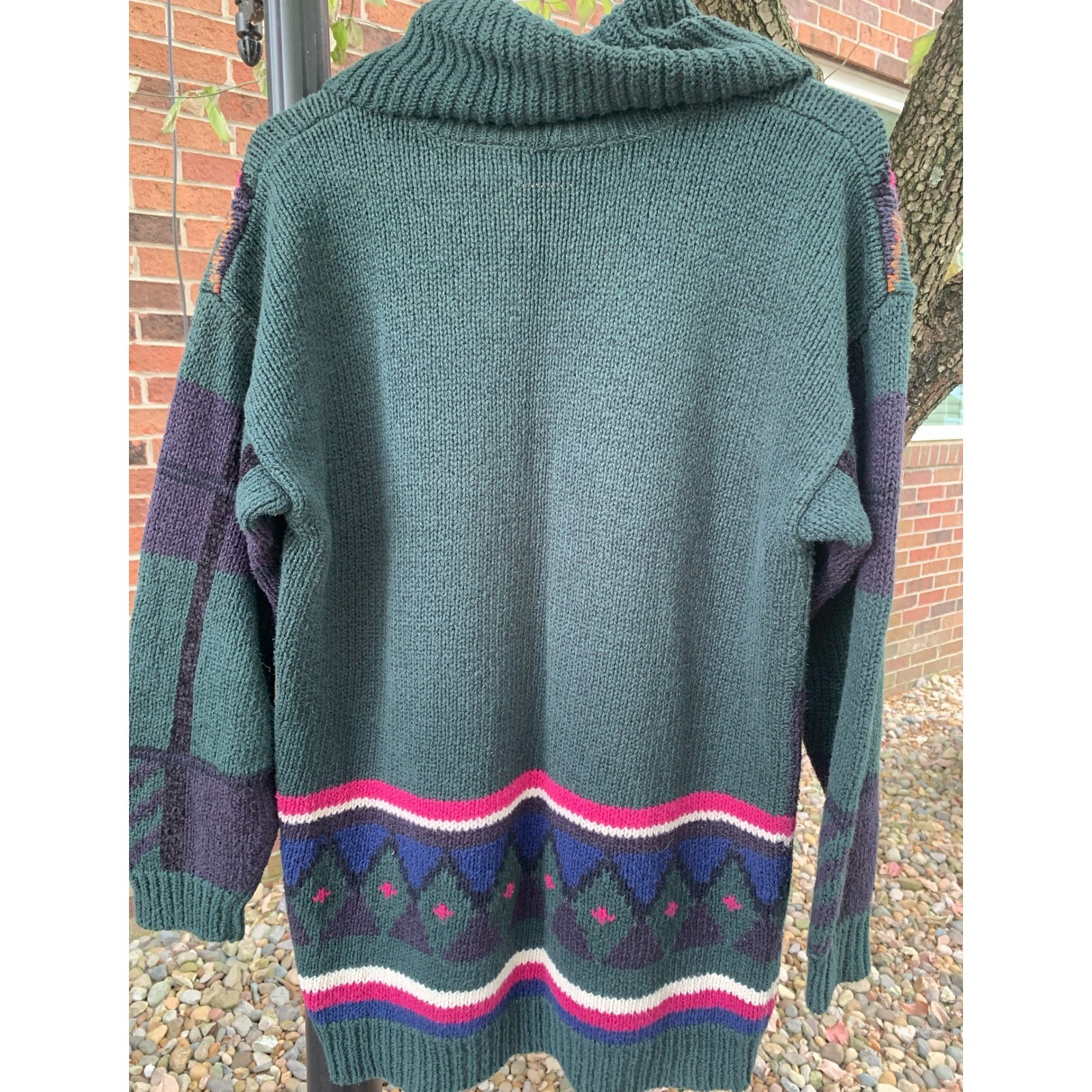 Vintage Jeanne Pierre Collection Sweater Tunic Medium Green Knit Pattern
