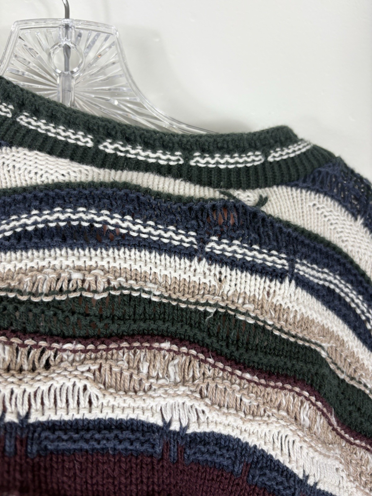 Geoffrey Beene Sweater Men’s Large Multicolor Textured Grunge Hip Hop 90s USA