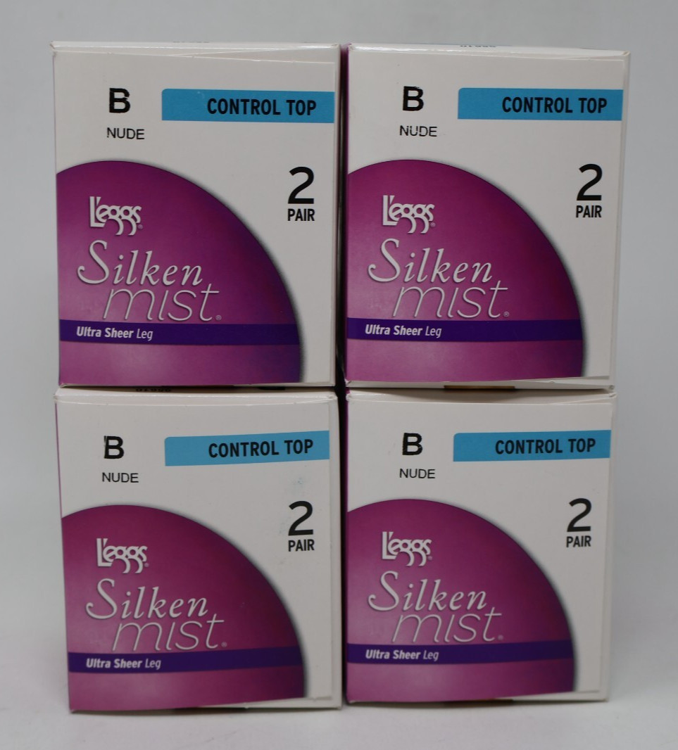 8 L’eggs Silken Mist Control Top Ultra Sheer Run Resistant Pantyhose NUDE Size B