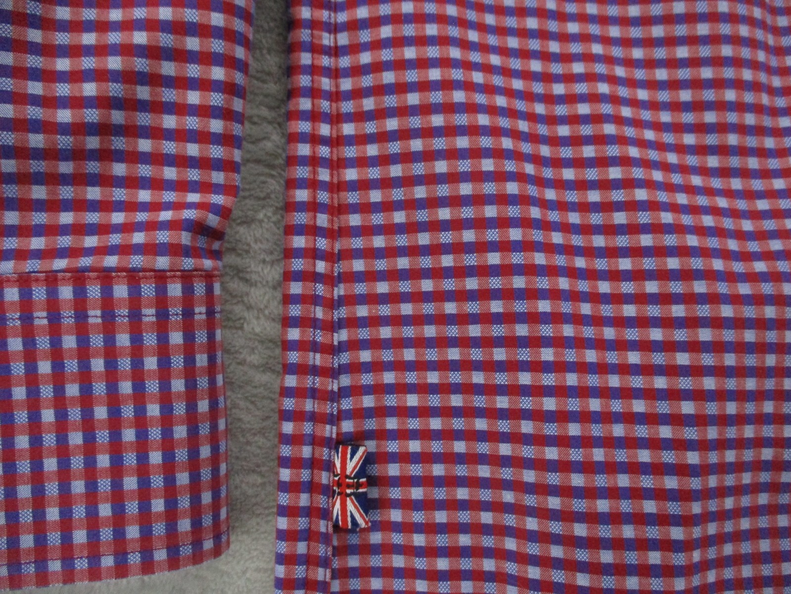 Eligish Laundry Button Up Shirt Men’s XL Red Blue Purple Geometric Plaid Cotton