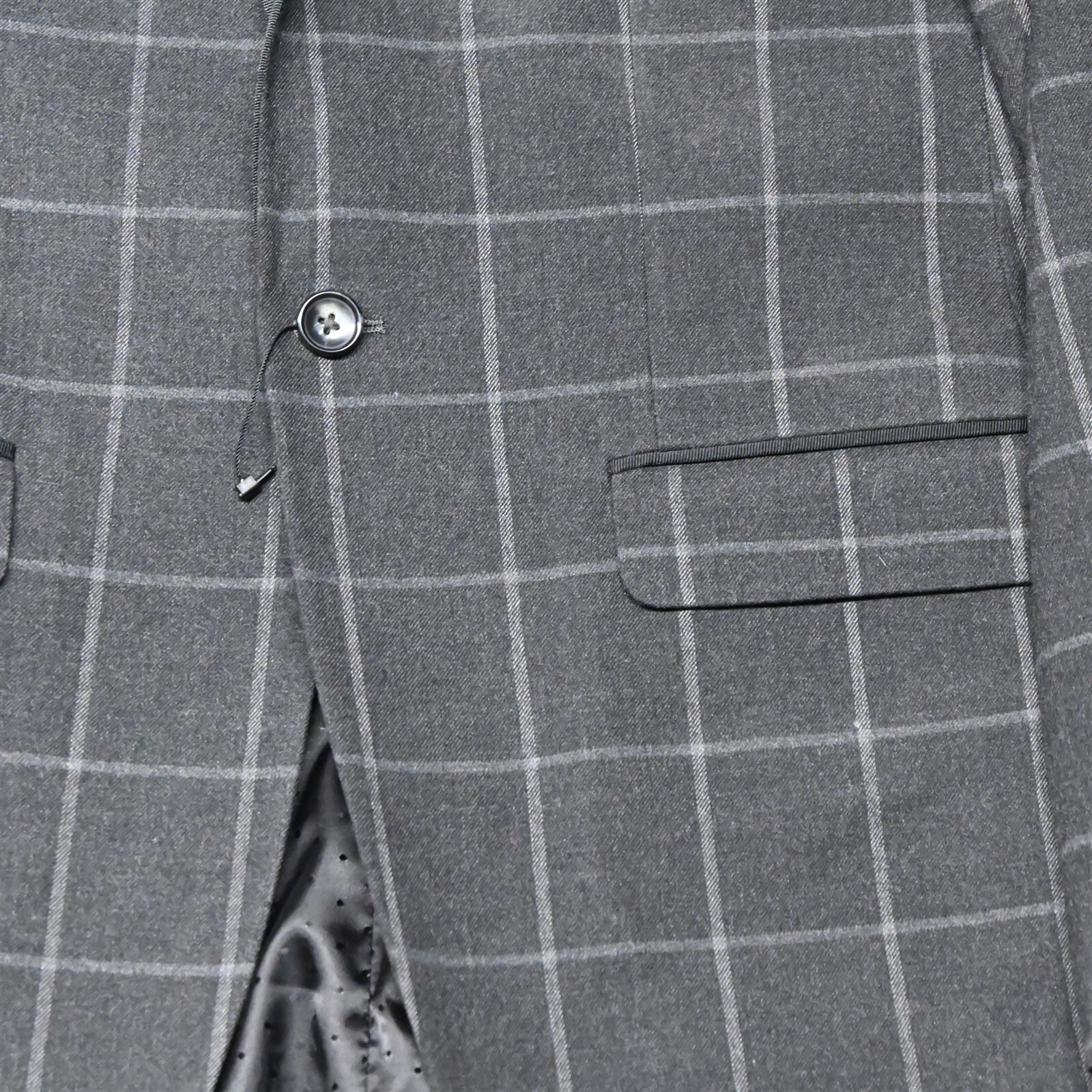 NEW Murano Large Gray Windowpane Slim Fit Mens Jacket Tuxedo Tux Smoking Coat