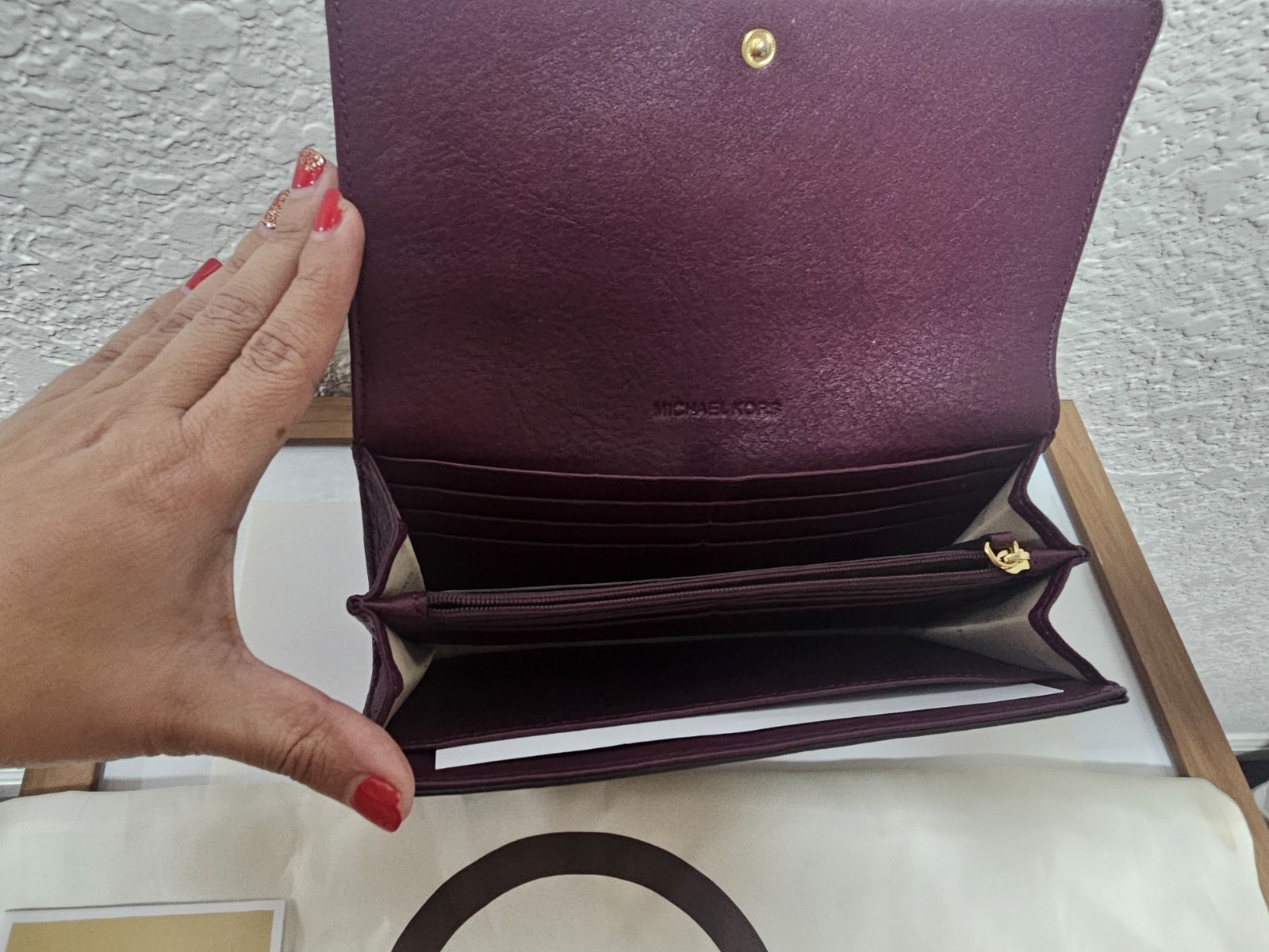 Michael Kors Savannah Saffiano Leather Bag with wallet & dust bag Burgundy Wine