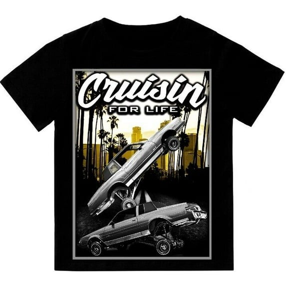 Low Rider Cruisin For Life Mens Heavyweight T-Shirt Print On Shaka Wear Tee