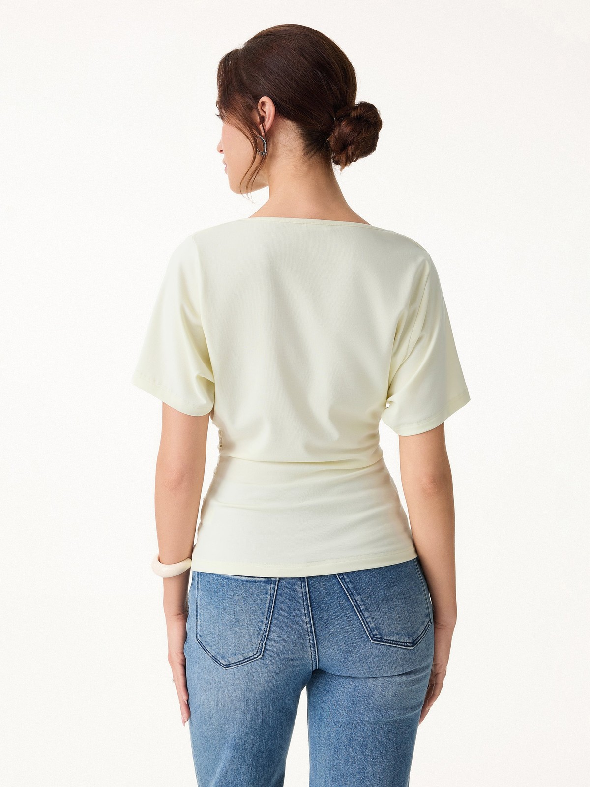 OGL Asymmetrical Cowl Neck Ruched Top