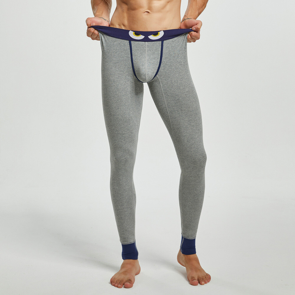 Men Thermal Long Johns U Convex Pouch Sleepwear Cotton Underwear Sexy Underpants