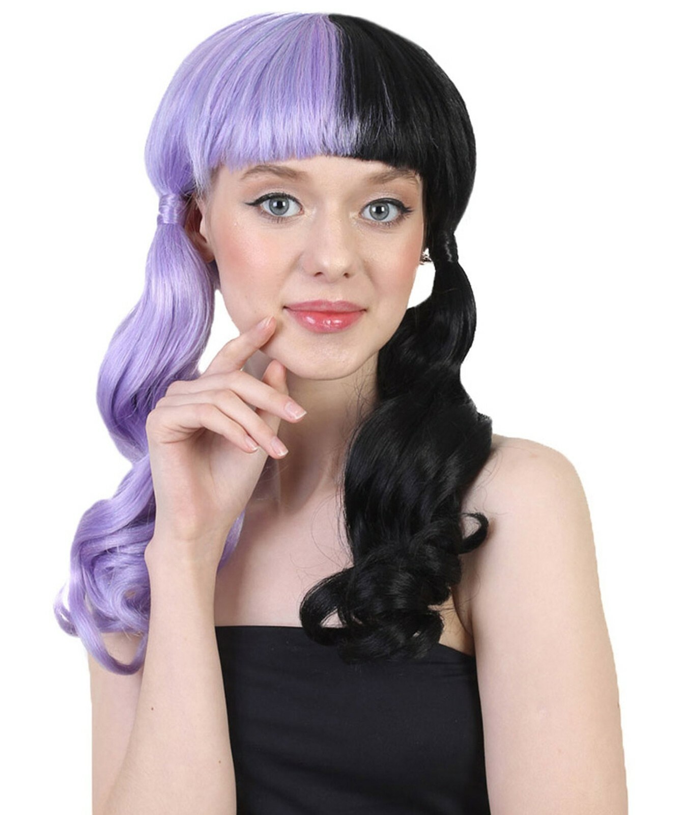 Melanie Martinez Purple Black Split Wavy Bob Wig Cosplay Costume Adult