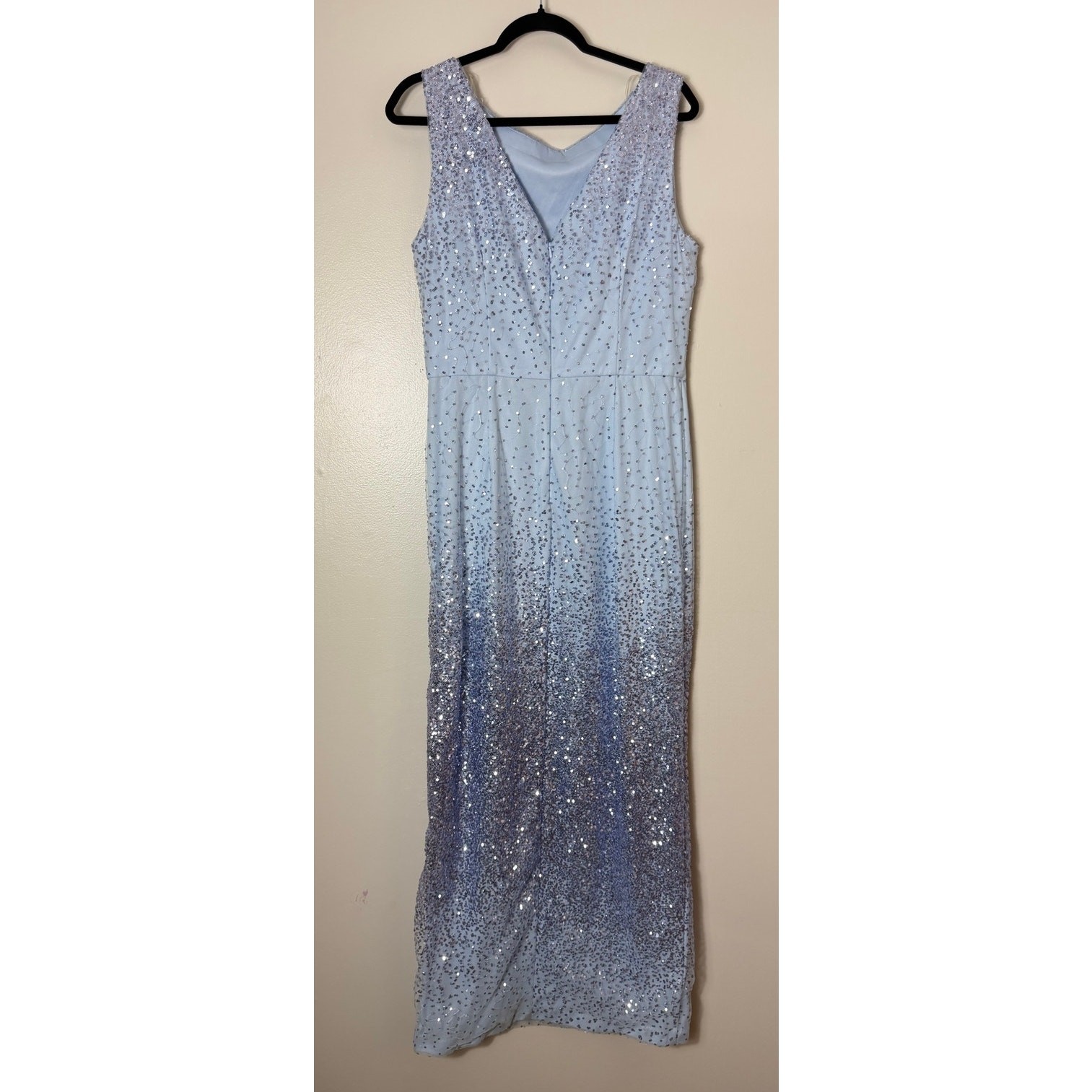 JS COLLECTIONS DRESS 12 TORI BLUE SEQUIN OMBRE COLUMN GOWN WEDDING GUEST MAXI