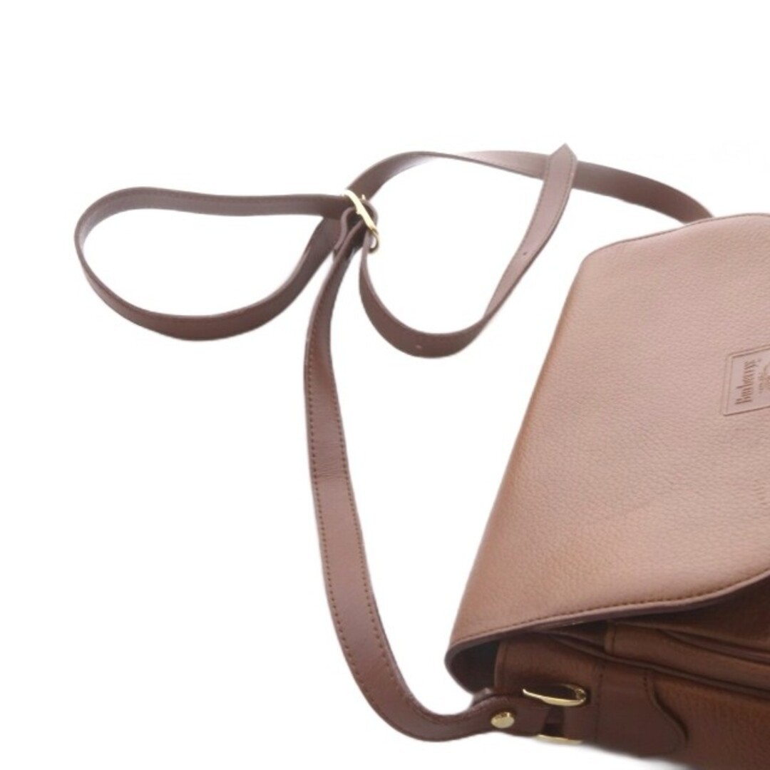 Burberrys Shoulder Bag One Shrink Leather Embossed Horsemark Brown YO33 Used 636