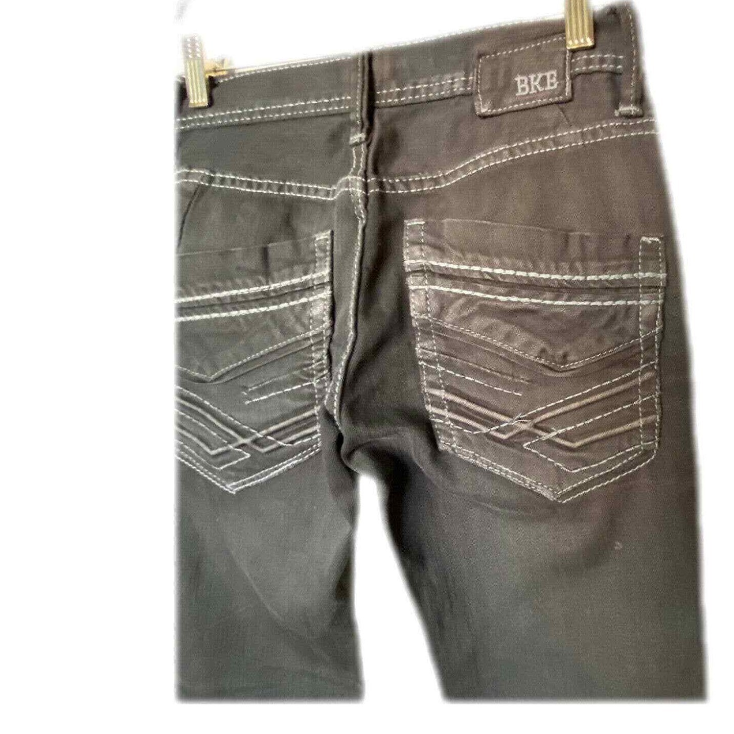 BKE Aiden Black Bootcut Jeans Size 25 Contrast Stitch Whiskered Denim