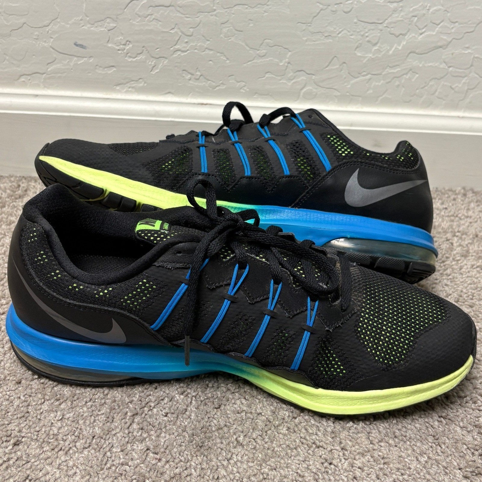 Nike Air Max Dynasty Mens Running Shoes Black Blue Volt 829711-007 Size 12