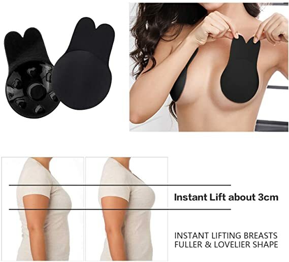 Silicone Bra Self Adhesive Push Up Strapless Pasties Cover Breast Lift- Black