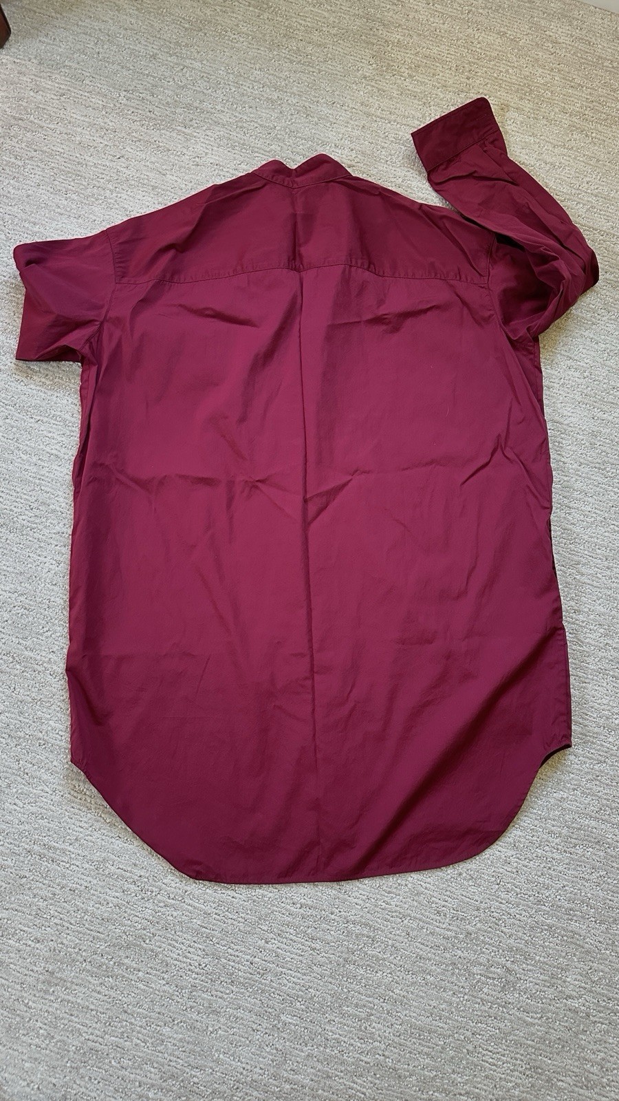 Frank & Eileen Tori Surplace Neck Bottom-Up Shirt Dress Size S Burgundy Red